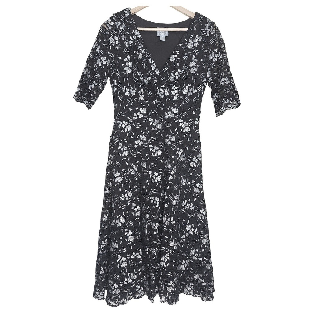 Rabbit Rabbit Rabbit Sz 6 Black Dress Lace Glitter Overlay Coquette Sparkle Twee